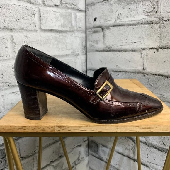 Vintage 90s Arnold Churgin Patent Leather Mid Block Heel Loafer - Picture 7 of 13